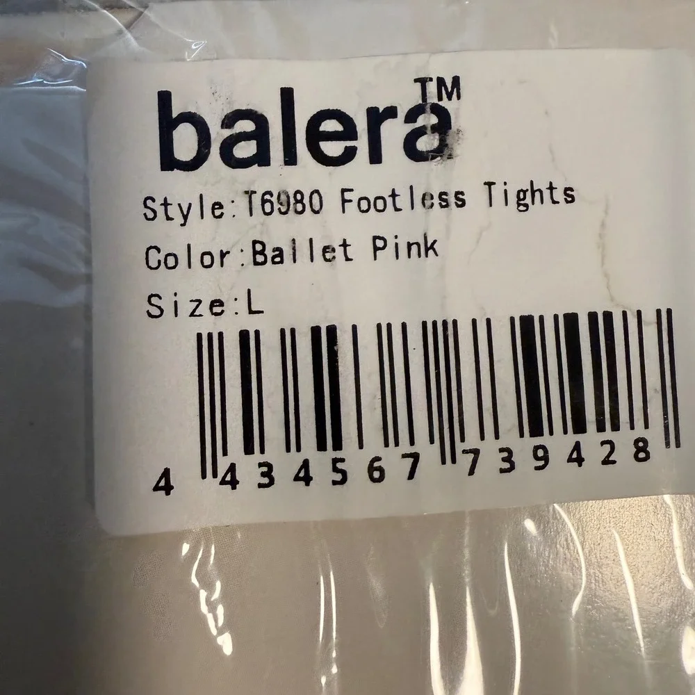 Balera‎ Footless Tights Ballet Pink Size L Dance Nylon Spandex NEW